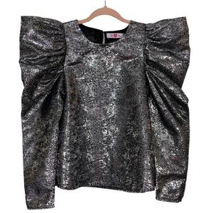 Buddy Love Rosie Exaggerated Puff SleeveTop Aluminum